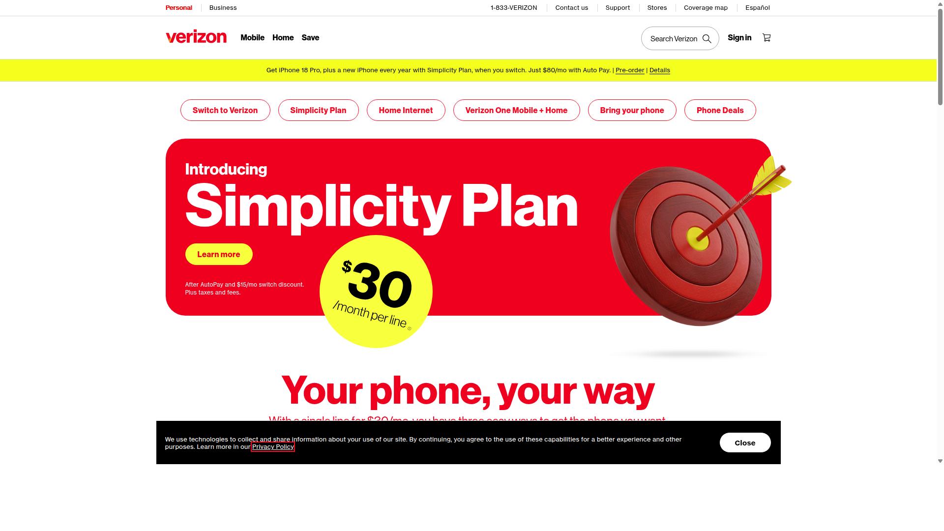 Verizon Communications Inc website